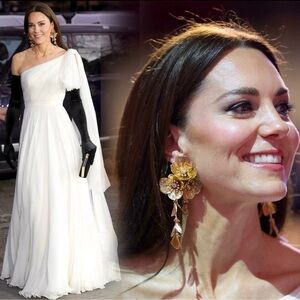 Zara Famous Kate Middleton Floral Statement Earrings